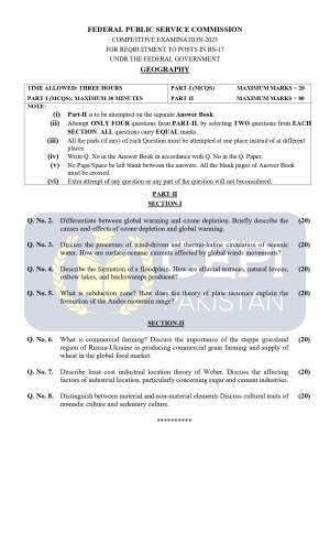 First page of CSS Past Papers Geography 2023